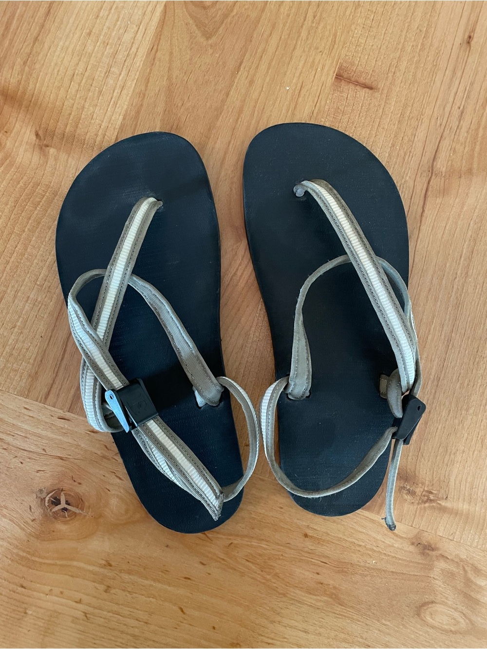 Casual Women’s Black Sandals with Light Taupe Straps